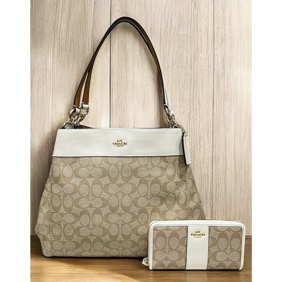 New With Tags Coach F27972 Signature Lexi Bag & Accordion Zip Wallet - Picture 1 of 16